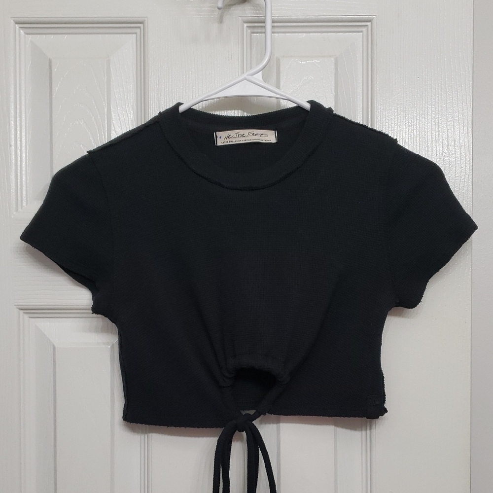 We the Free Cropped Waffleknit Cut-Out Tee by Free People. Size: XS